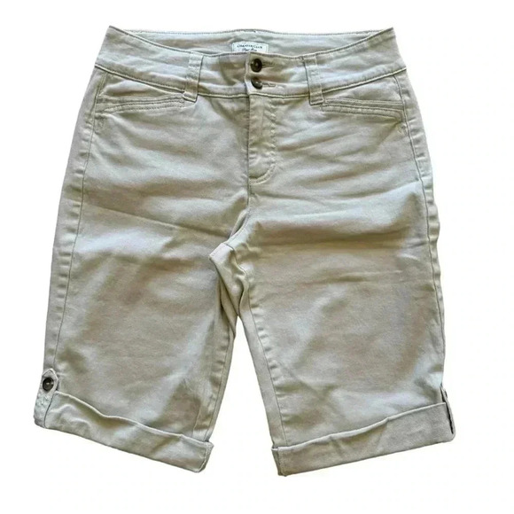 Charter Club Ivory Fly Button Rolling Cuffs Bermuda Shorts  Pants SZ 4 #2165 - Picture 1 of 7